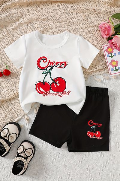 MYADA Cherry Patterned Shorts Girl's Bottom Top Suit 24033