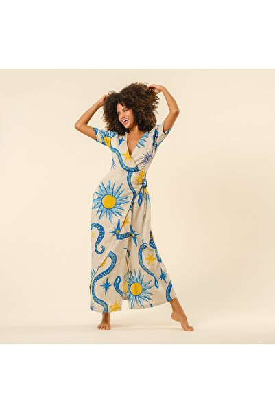 Zsa Zsa Zsu Protı Dijital Baskılı Elbise - Ekru