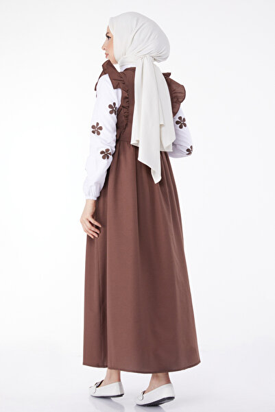 TOFİSA Brown Women's Shirt and Dress - Plain Crew Neck - 10510