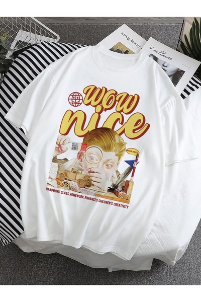 Jose Clothing تي شيرت مطبوع بأكمام قصيرة وقصة كبيرة الحجم