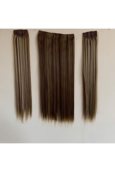 papatya peruk Plain Long Highlight Heat Adjustable 3-Piece Snap Set