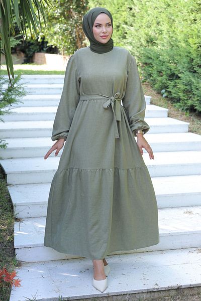 TOFİSA Layered Dress Khaki - 26624
