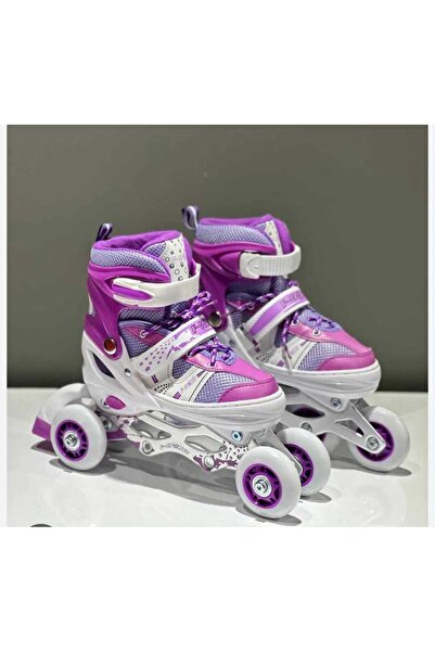 gigigiyim Adjustable 2+2 Lighted Metal Practice Skates and Protection Set