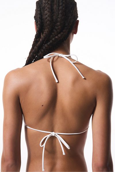 Penti White Pearl Beaded Triangle Bikini Top - Gamze Erçel Collection