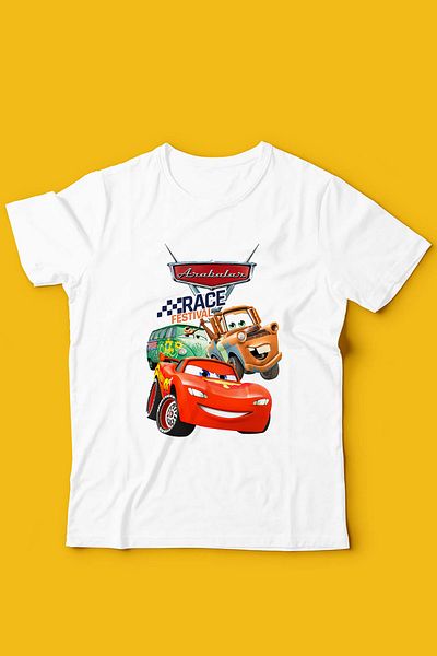 Store تيشيرت أطفال مطبوع عليه سيارات سيارات باللونين الأبيض والأسود