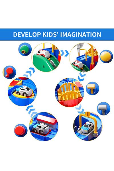Brands For Less Temi Kids Race Track Car Adventure Toys For 5 Years Old Boys & Girls, Puzzle Rail Car Parking