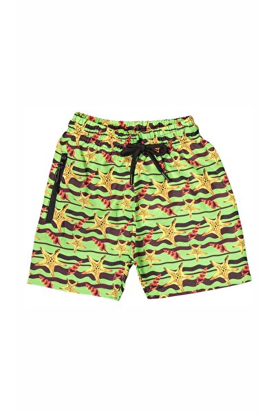 liyanamoda Boy's Swim Shorts Green Color Sea Theme