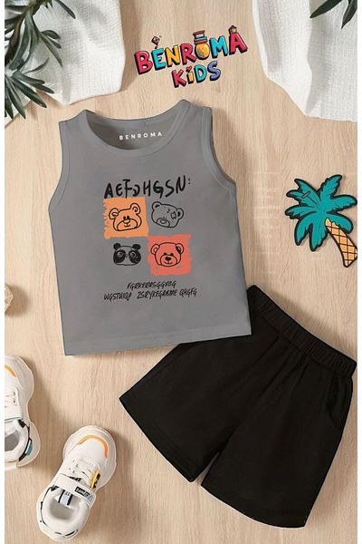 BENROMA مجموعة شورتات مطبوعة من AEF TEDDY للجنسين