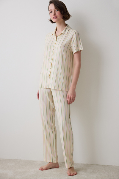 Penti Iris Striped Gömlek Pantolon Çok Renkli Pijama Takımı