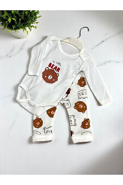 Kant Store Girl/Boy Teddy Bear Patterned Short Sleeve Body and Pajamas Set of 2