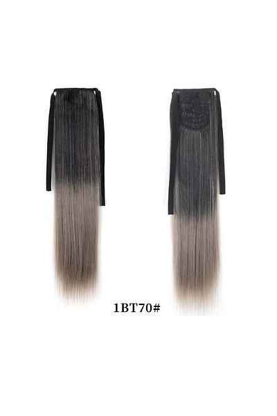 animis beauty Hair Extension Ombre Ponytail GREY, 60 cm, straight, synthetic fiber with natural look