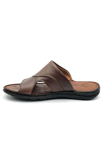 KOCAMANLAR Soldier 1925 100% Genuine Leather Men's Full Orthopedic Slippers Taba