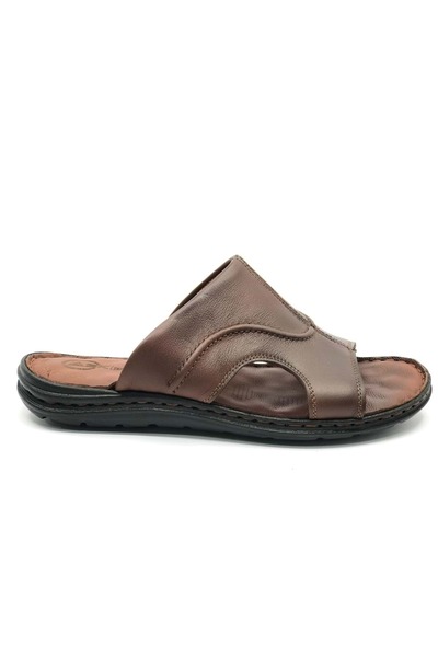 KOCAMANLAR Soldier 1925 100% Genuine Leather Men's Full Orthopedic Slippers Taba