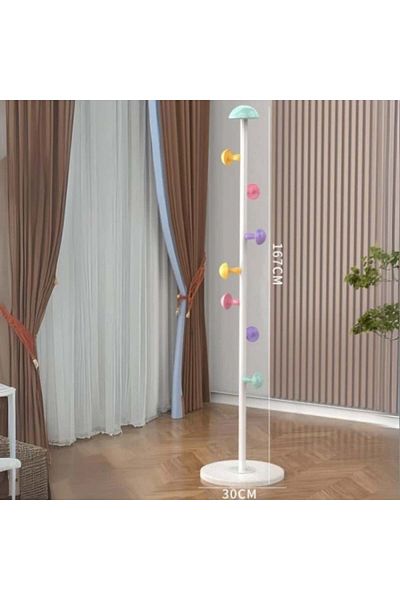 FOXMAG24 Clothes hanger, with 7 hooks, made of carbon steel, dimensions 167 x 30 cm, white