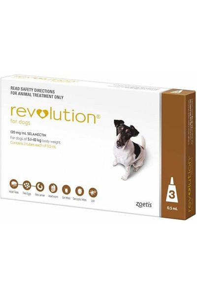 Revolution The Complete Flea, Tick, and Heartworm Prevention for Dogs 10.1-20 lbs (5.1-10 kg) - Brow