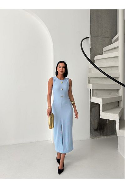 Cistern İstanbul Rochie de vară cu detaliu cu nasturi de soare albastră
