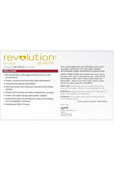 Revolution The Complete Flea, Tick, and Heartworm Prevention for Dogs 20.1-40 lbs (10.1-20 kg) - Red