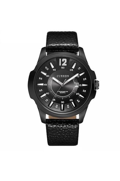 Curren Ceas Quartz Curren Negru, curea din piele, afisaj Analog