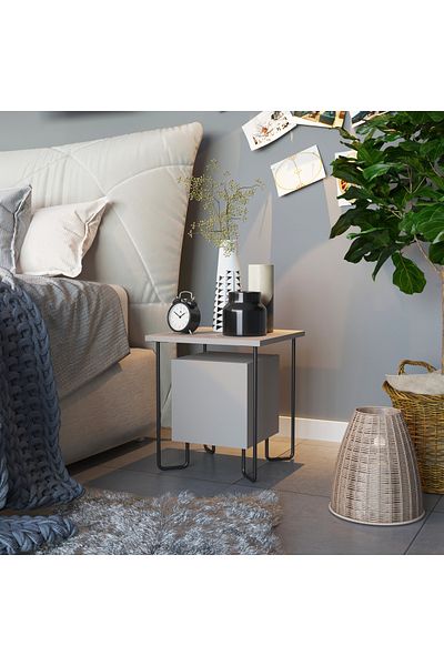 Mourah Home Acres Nightstand with Metal Legs - Multi-Functional Side Table - Storage for Bedroom & Living Room