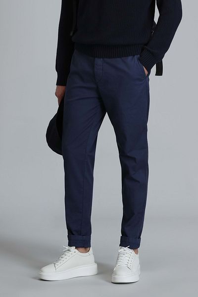 Lufian 111190313 Tom Smart Men's Chino Pants Slim Fit Men's Trousers Navy Blue