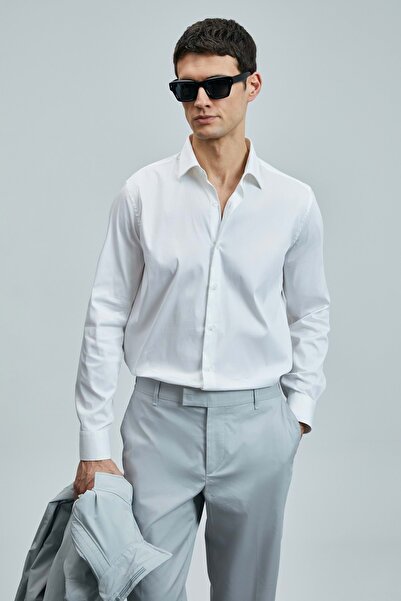 Lufian 111010635 Farem Men's Basic Shirt Regular Fit Men's Shirt White