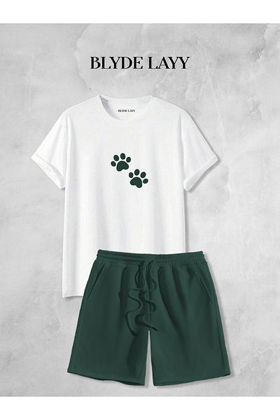 BLYDE LAYY Unisex Paw Design Printed Shorts-T-Shirt Set
