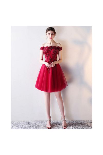 OEM Luxury burgundy short dress