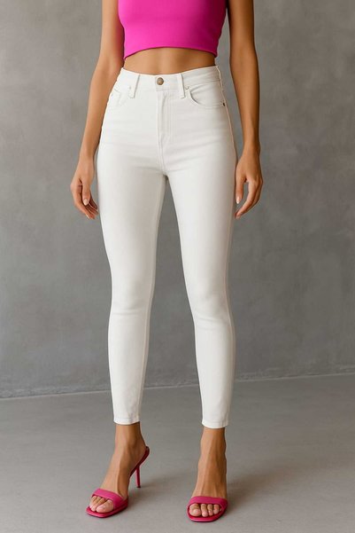 duygu dilsiz Women's Jean Lycra Off-White