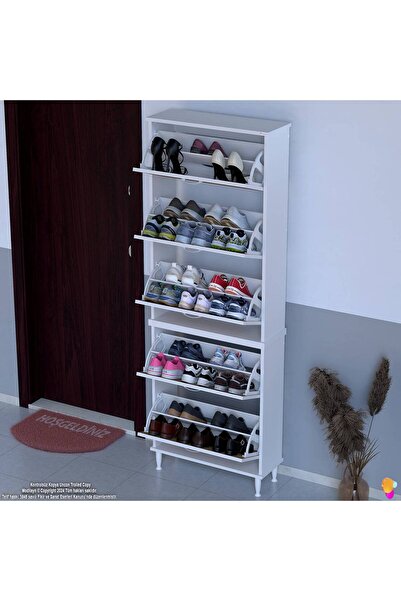 Modilayn VARBİ UMAY' 2 Li Kapı Önü 72x205x26 cm’ lik 5 Düşer Kapak 10 Göz Bölme Raf Ayakkabılık