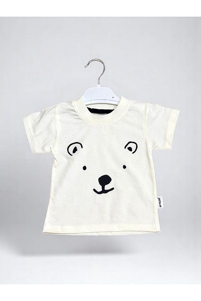 Kant Store Bear Face Printed T-Shirt and Linen Shorts 2-Piece Baby Boy Set
