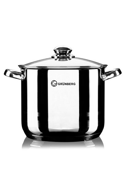 GRÜNBERG Stainless steel pot with glass lid 22.5 l Grunberg