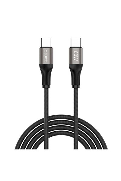 iOsuite USB-C to USB-C Cable, 1.2 Meter, 60W Fast Charging, Braided Nylon Cord - DC-51A- Black