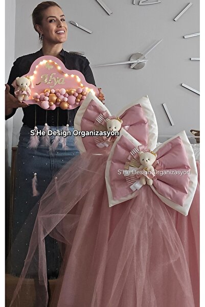 s'he design organizasyon HASTANE ODASI SÜSLEME SETİ Ledli Kapı süsü Çift Fiyonk ve Küvöz Eteği