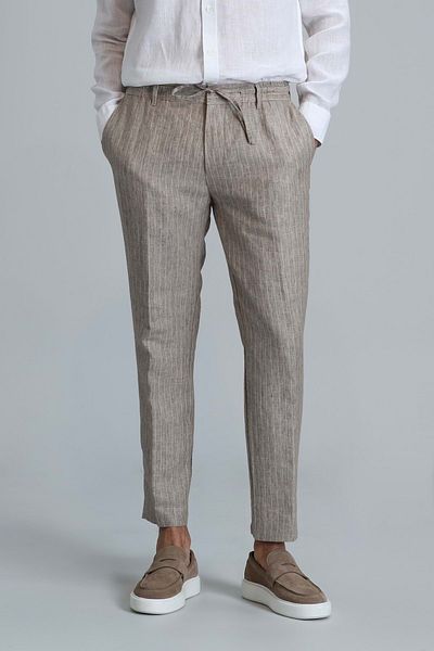 Lufian 111190329 Mario Smart Men's Chino Trousers Tailored Fit Men's Trousers Beige