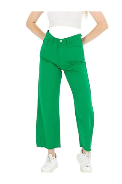 KOTOLOG Women's Colorful Gabardine Leg Tasseled Loose Trousers Trend Model