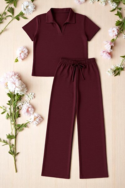 YONEZ MODA Γυναικείο Σετ Παντελόνι T-Shirt με διπλή τσέπη Modal Fabric Polo Neck