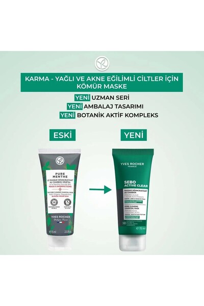 Yves Rocher Pure Menthe-Gözenekleri Derinlemesine Arındıran Siyah Nokta Karşıtı Kömür Maske
