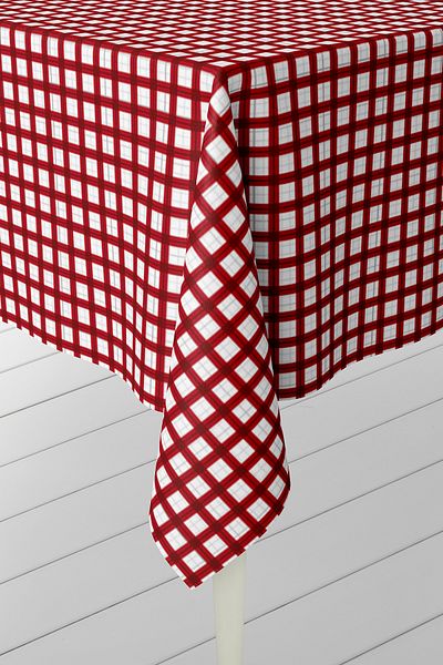HediyeLabs Red White Plaid Digital Printed Vinyl Table Cloth – Country Style Series