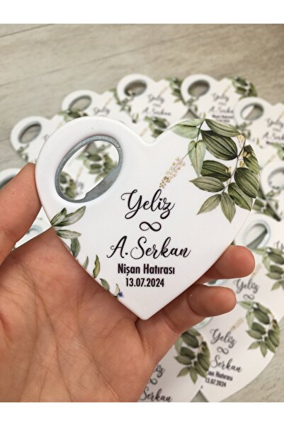 onuratasarlat 100 Adet Kalp Magnet Nişan, Söz, Düğün Hediyelik, Açacak Yeni D...