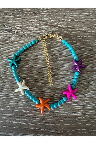 misstakıjewerly خلخال هافليت من الحجر الطبيعي الملون على شكل نجم البحر