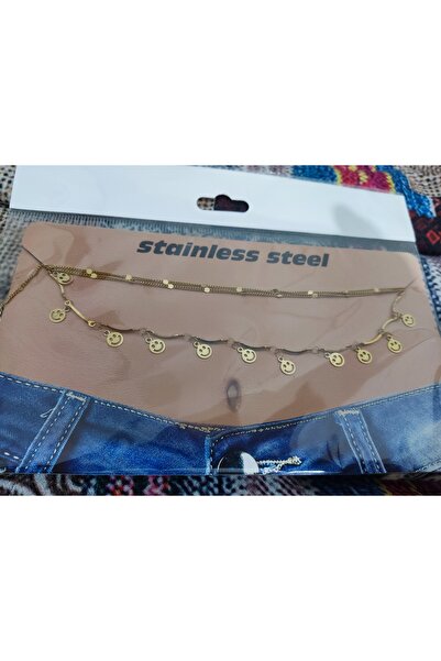 ESTİKO Body Chain Belly Waist Chain Waist Chain Steel Smiling Face Model