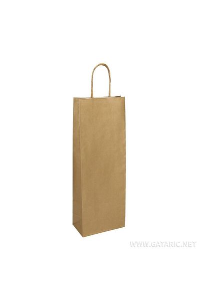 Milenay Auger Twist Handle Kraft Bottle Bag, 12,5x36x8cm, 25 Pieces