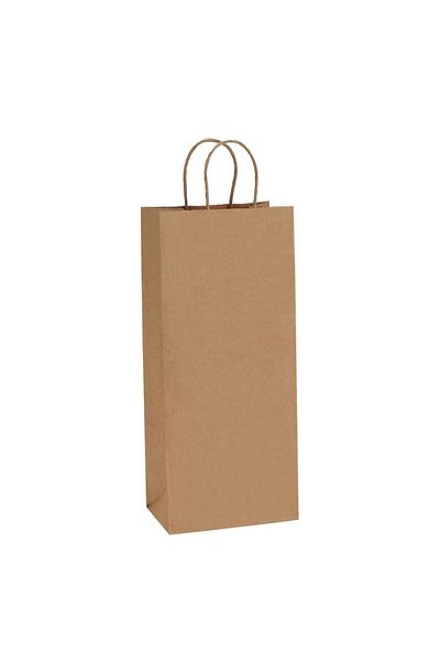Milenay Auger Twist Handle Kraft Bottle Bag, 12,5x36x8cm, 25 Pieces