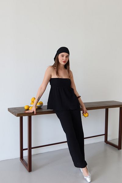 Laluvia Black Bandana 100% Cotton Muslin Set - 30377