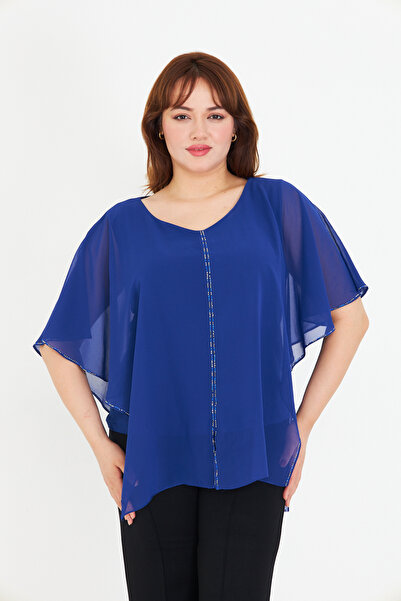 UNIQUE LADY Μπλούζα από σιφόν σε μεγάλο μέγεθος, κατάλληλη για εκδηλώσεις και...