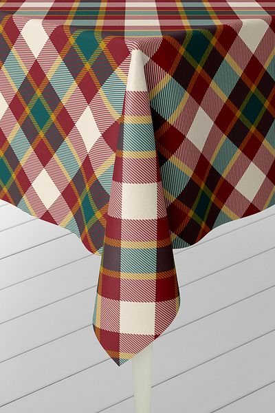 HediyeLabs Retro Plaid Patterned Digital Printed Tablecloth – Scottish Spirit Series