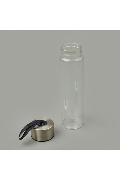 Tohana قارورة زجاجية بغطاء معدني H2O - شفاف / رمادي - 450 مل