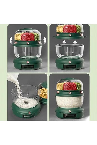 Un Multi-layer Cereal Dispenser 360 Degree Rotating Rice Food Dispenser Food Dispenser with Household Moisture-Proof Cover