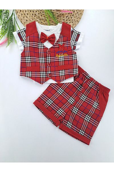 Butik Boy's Triple Suit T-Shirt Vest Shorts Bow Tie Gift Suit Holiday Suit