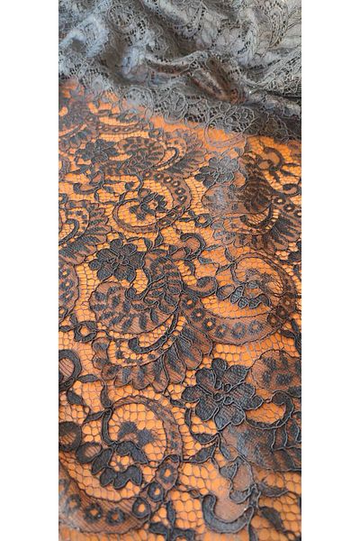 River Fabrics Shawl Pattern Corded Lace Black 1.5 Meters